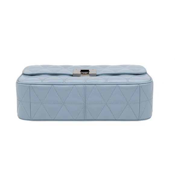 NWT Michael Kors Vivianne Medium Shoulder Flap Pale Blue Patent Leather Bag - Picture 3 of 6